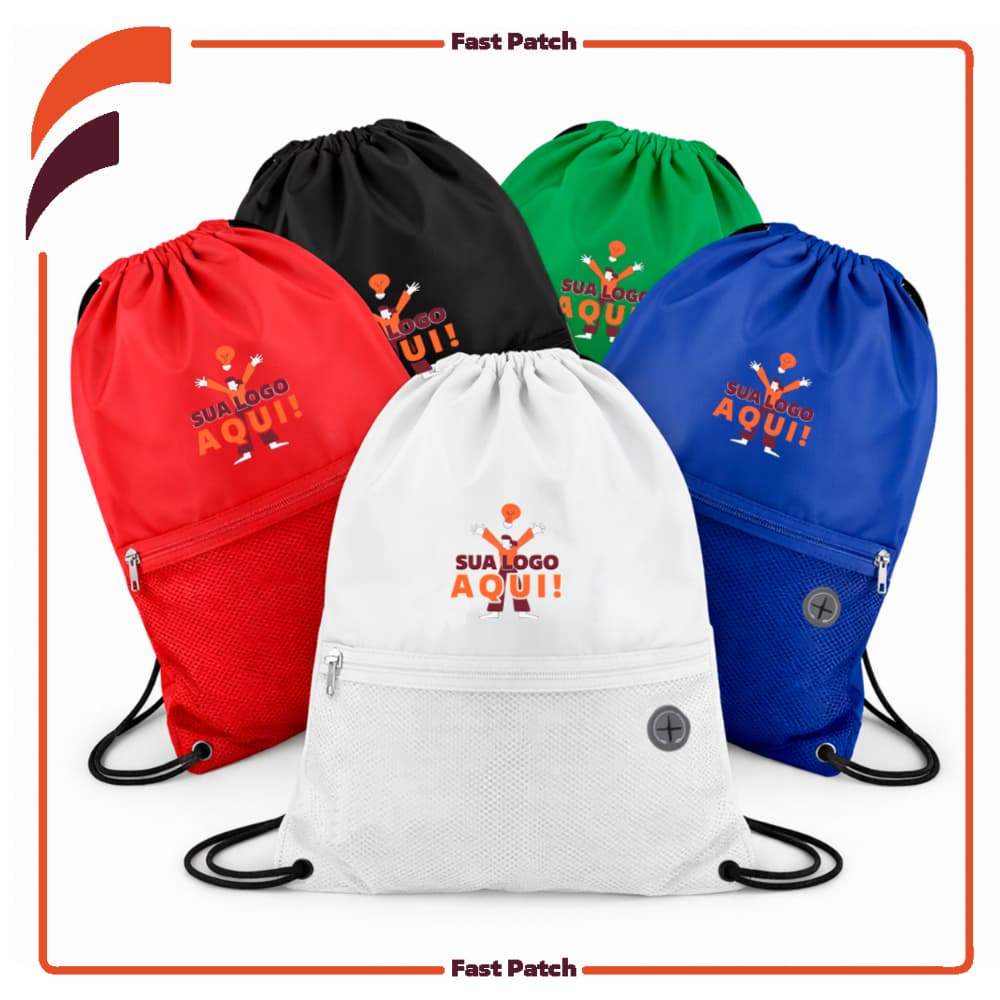 Kit 10 Mochila Sacola Bag Bolsa Personalizada Esportiva Masculina Feminina Impermeável Poliéster