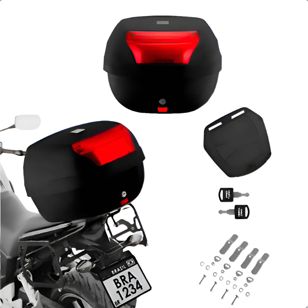 Bauleto 28 Litros Moto Traseiro Universal Removivel Pro Tork Vermelho