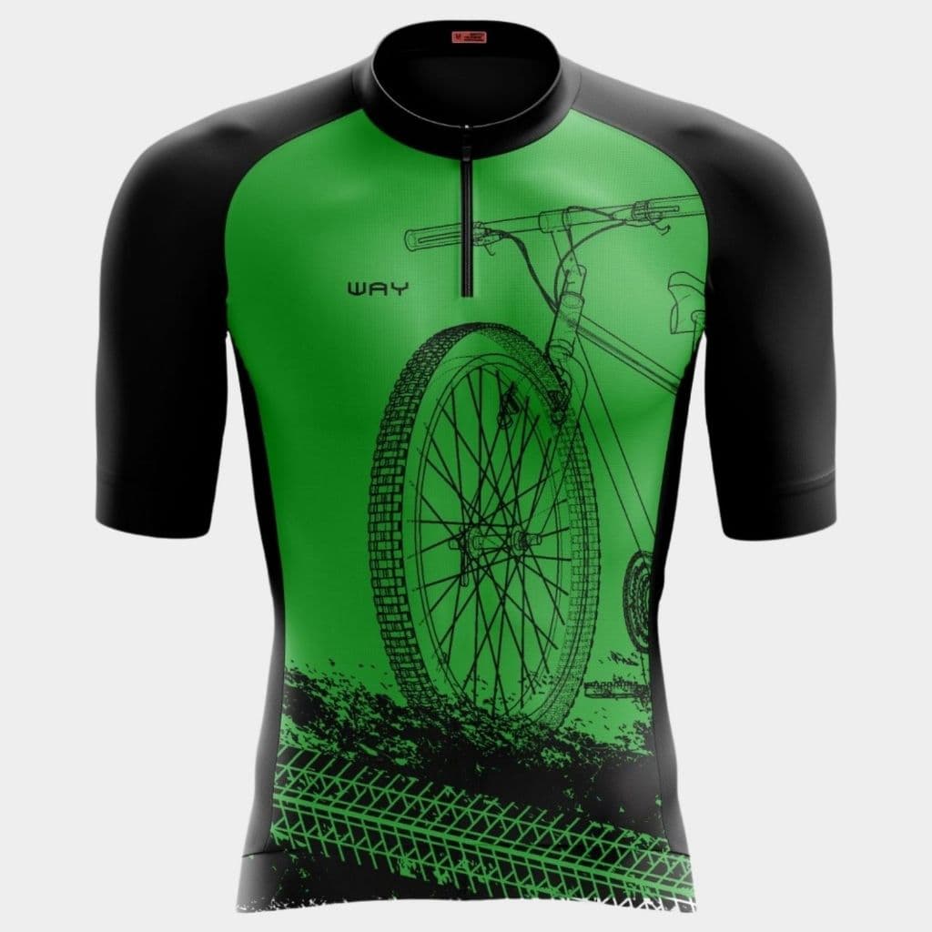 Camisa Ciclismo Masculina Camiseta Way Bike Roda Verde Manga Curta Roupa Pedal Mtb