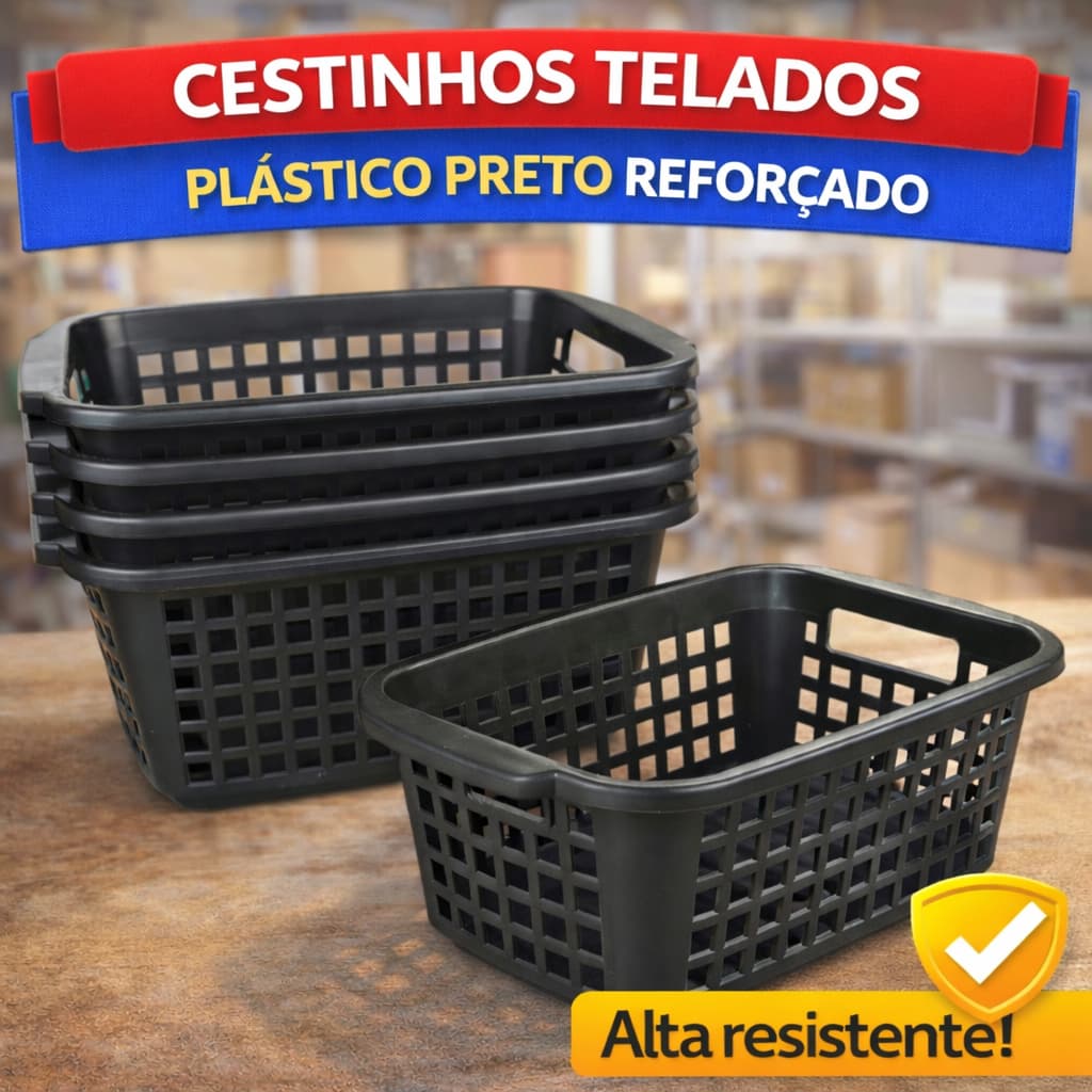 Cesto Multiuso Organizador Plástico Sortido Armário Cozinha Lavanderia Gavetas Empilhável