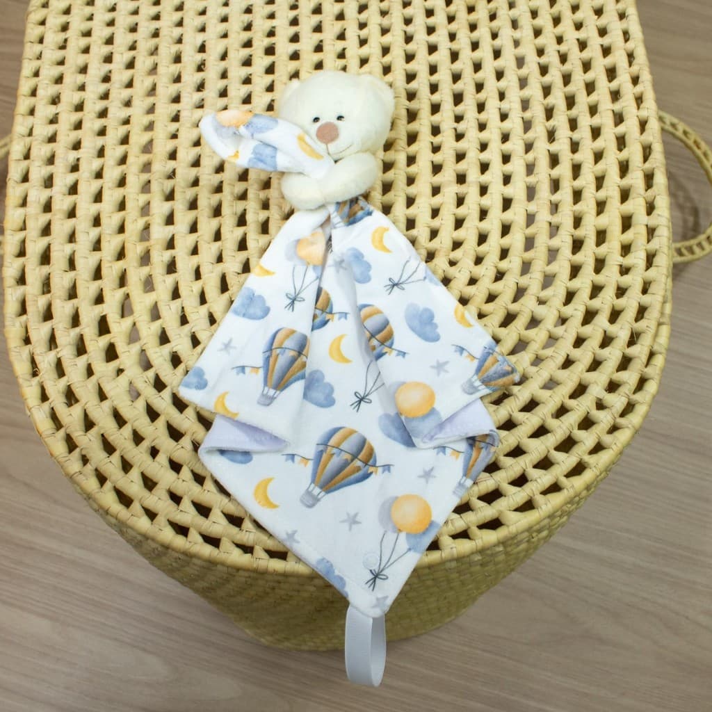 Naninha Bebê Menino Plush com Prendedor de Chupeta Forro Algodão Variedades em Estampas