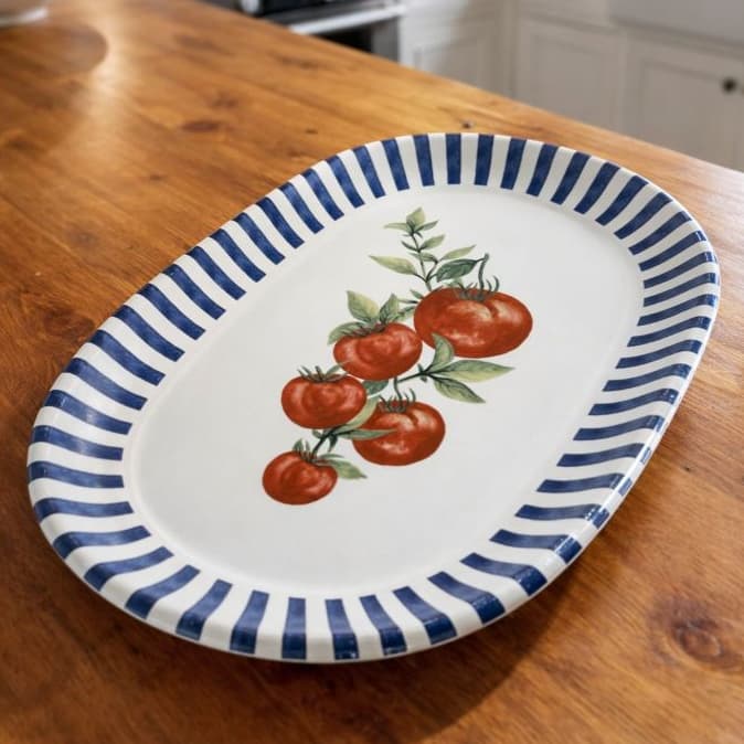 Travessa Porcelana Aquarelle Listra Pomodoro E Basilico