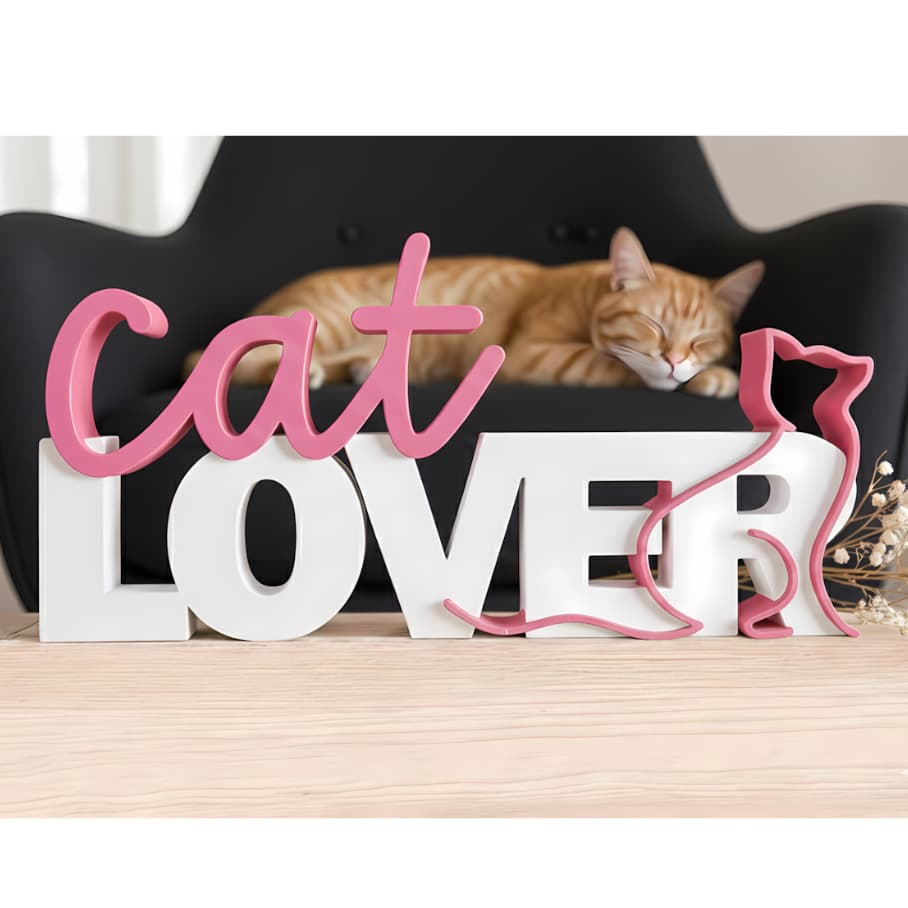 Letreiro Pet Lover 3D em PLA 17cm – Dog ou Cat Lover, Decoração Cachorro Gato, Presente Criativo