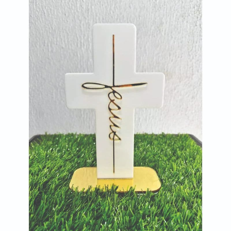 Cruz Decorativa em Acrilico - Decoração para mesa, prateleira, estantes e aparador