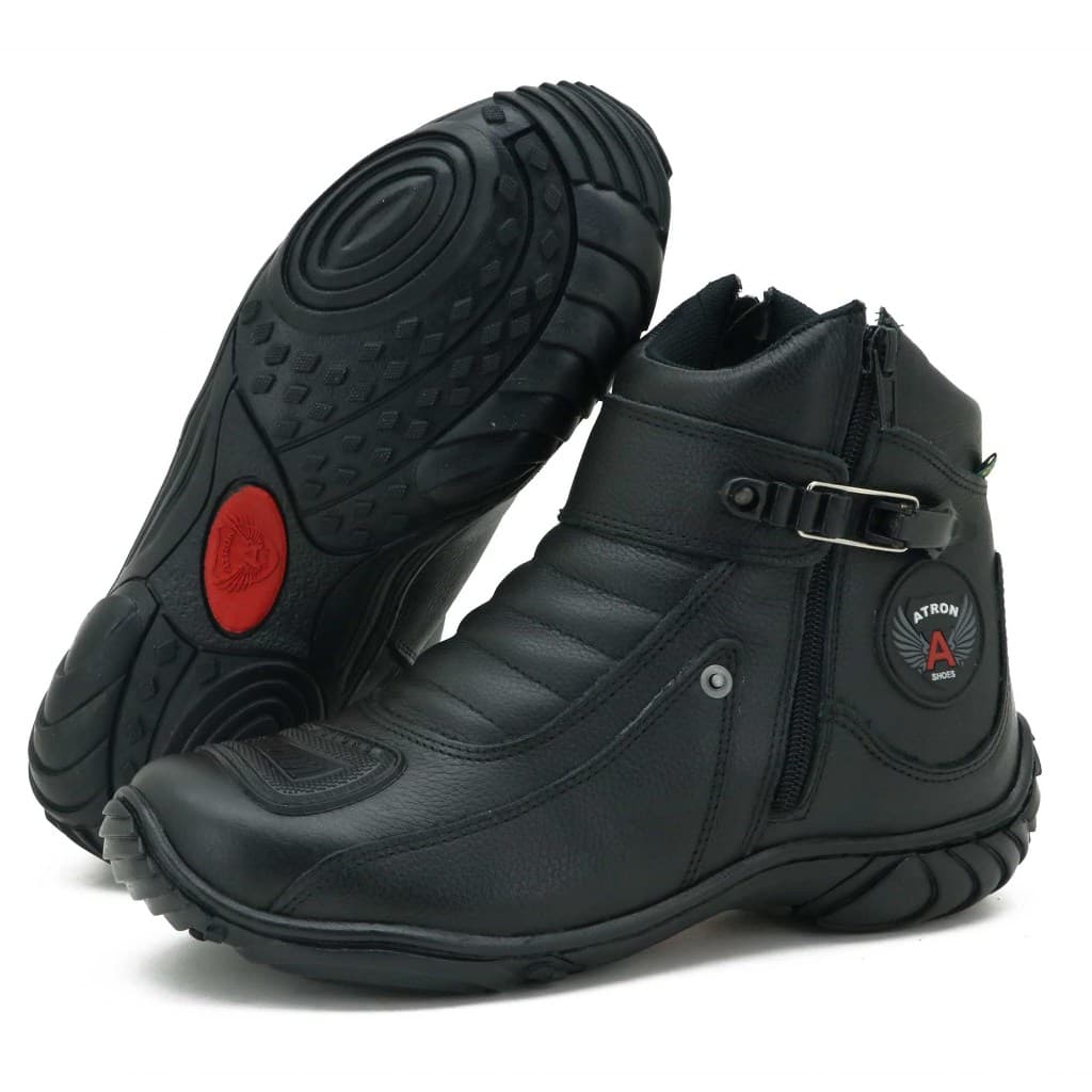 Bota Motociclista Profissional Couro Proteção Reforçada