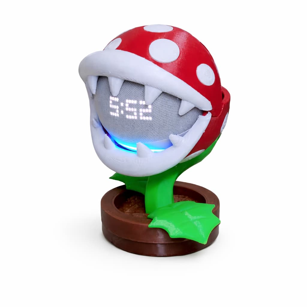Suporte Alexa Echo Dot 4ª e 5ª Geração Planta Piranha Super Mario – Decorativo e Criativo