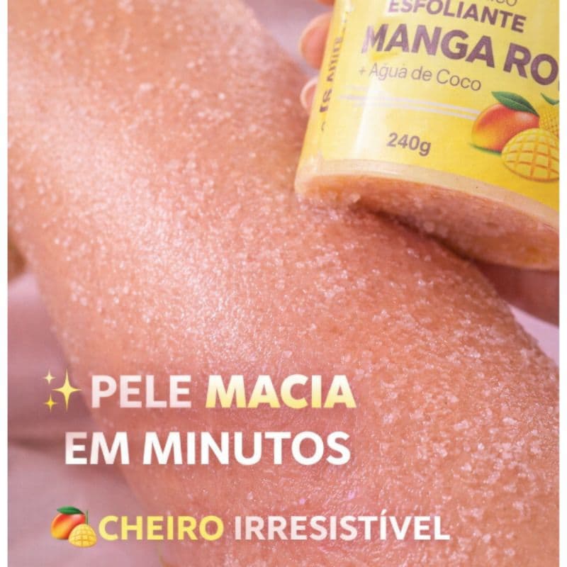 Esfoliante Corporal Manga Rosa + Água de Coco 240g Pele Lisa Hidratada Cheirosa Spa em Casa