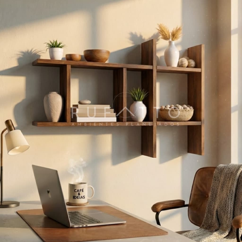 KIT RUFATTO Nicho H AGÁ Minimalista Multiuso Amadeirado Freijó - Modular