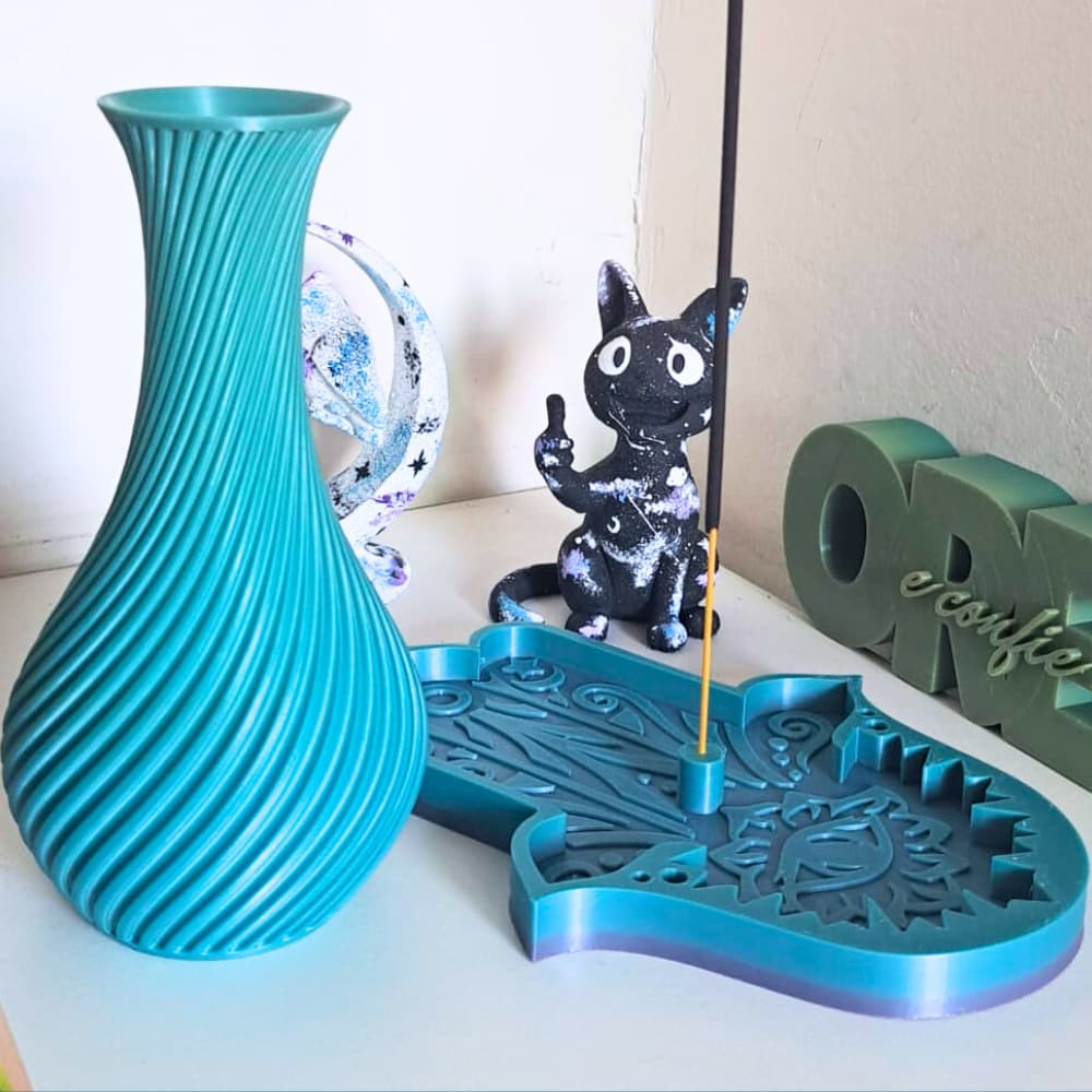 Kit Incensário Mão de Lótus + Vaso Decorativo Espiral kit Decorativo Zen Espiritual Meditação Yoga
