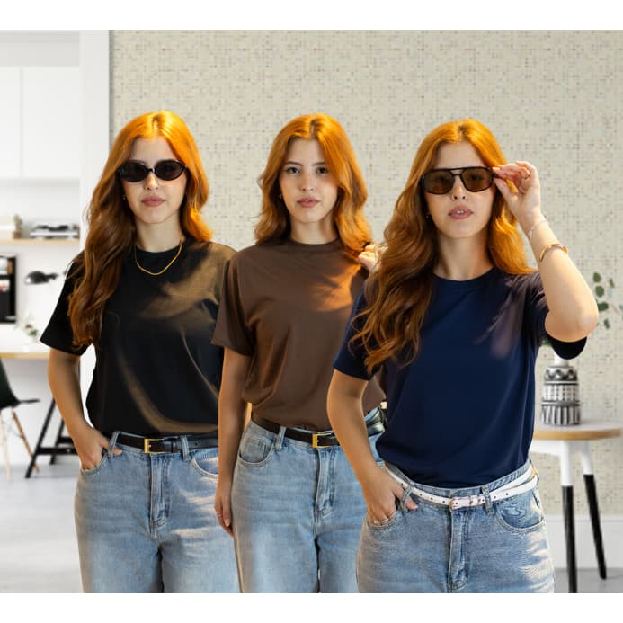 Kit 3 T-shirt 100% Algodão Várias Cores Camisas Femininas e Masculinas Sem Estampa Unissex