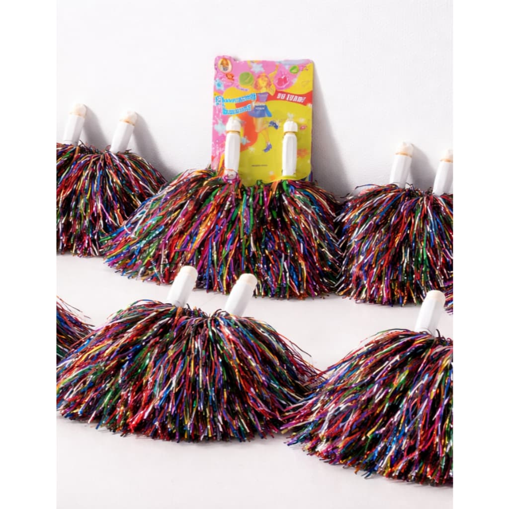 Kit 5 Pares Colorido Líder de Torcida Pompom Metalizado