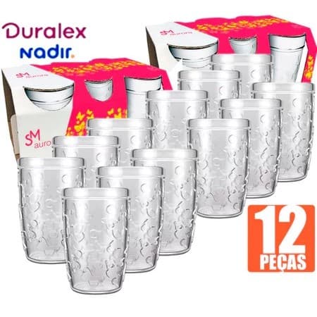 Jogo Kit 12 Copos Aurora SM Nadir 270ml Conjunto Refrigerantes Café Vidro Temperado Nadir Lanchonete ENVIO IMEDIATO