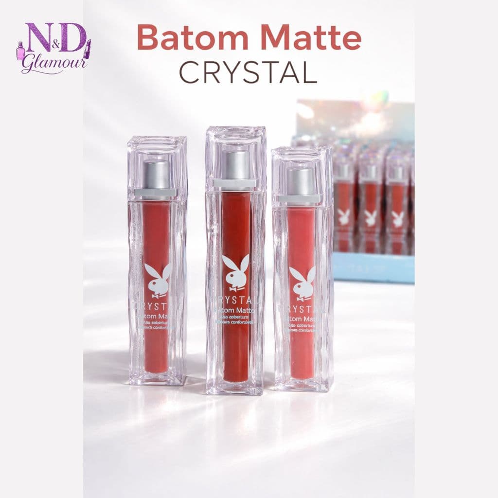 Batom Matte Crystal Playboy – Alta Cobertura, Textura Confortável, Longa Duração