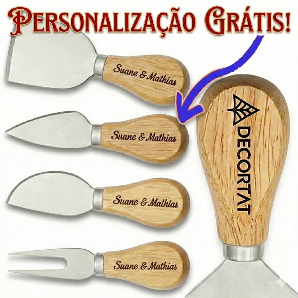Kit Peças Para Queijos Personalizado Laser Casamento - Grave Seu Nome (Kit 4un, 8un 12un) 3