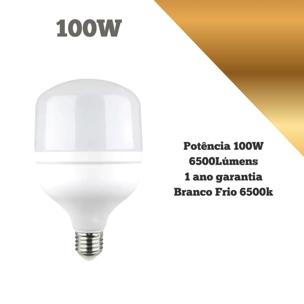 Lâmpada LED Alta Potência 100W – Branco Frio 6500K – Soquete E27