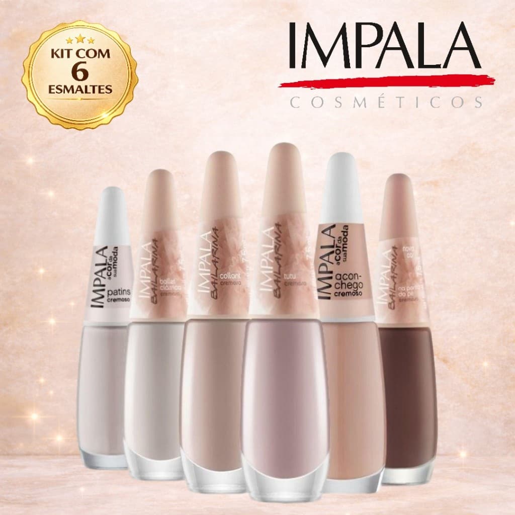 IMPALA Kit 6 Esmaltes Tons Nude Alta Cobertura Longa Duração Original