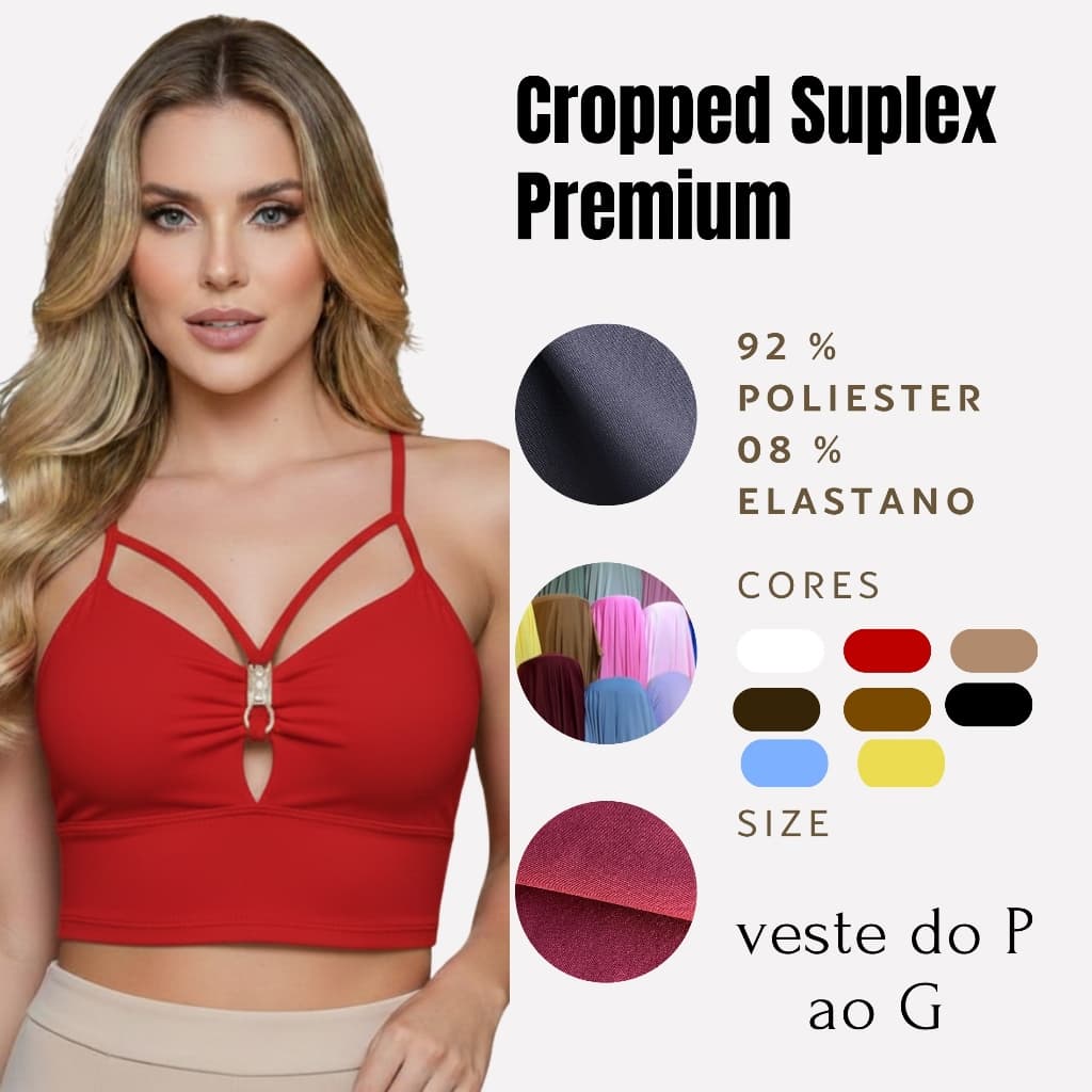 Cropped Suplex Feminino Com Bojo Alça Fina Várias Cores