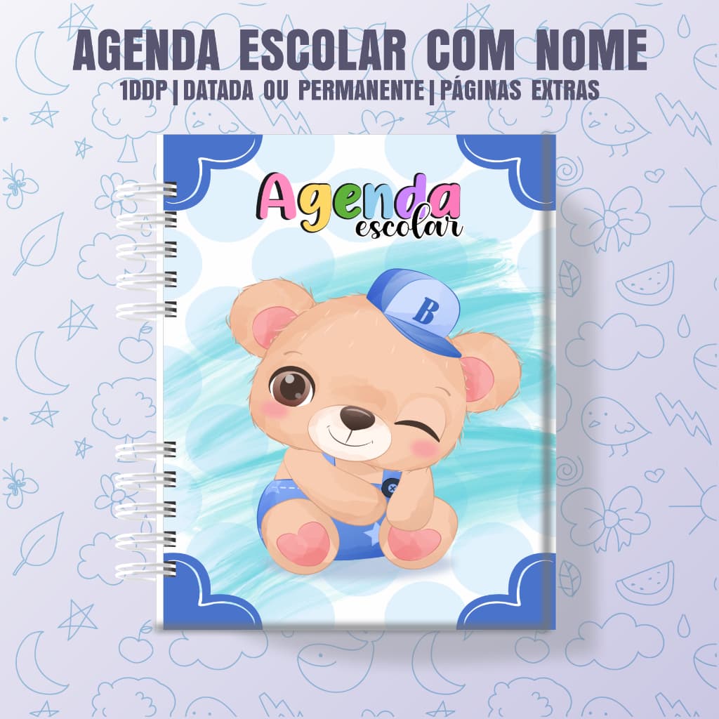 Agenda Escolar C/ Nome Datado ou Permanente - Ursinho