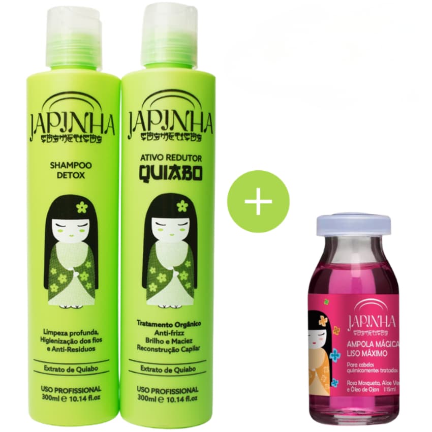 Kit Progressiva Sem Formol de Quiabo 300ml 💖 Cabelo Liso, Super Brilho, Leve e Natural 🌿