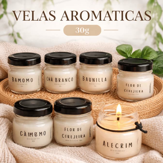 Vela Aromática 30g Natushê – Mini Vela Perfumada Decorativa - Ideal para Presentear