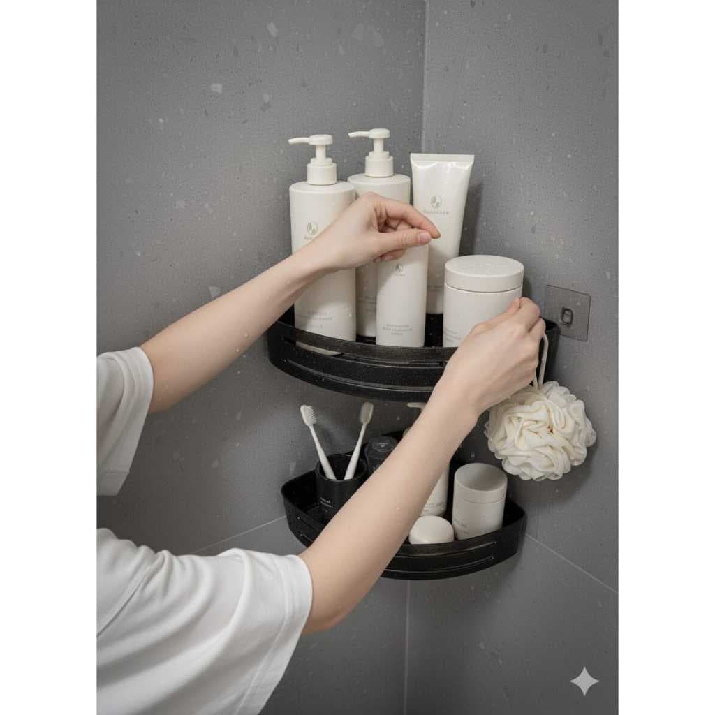 Suporte Porta Shampoo Xampu Para Banheiro De Canto C/ Adesivo