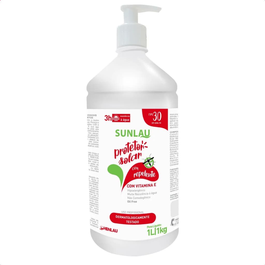 Protetor Solar com Repelente 30 Fps 1l com Válvula Pump  Protege Contra Insetos