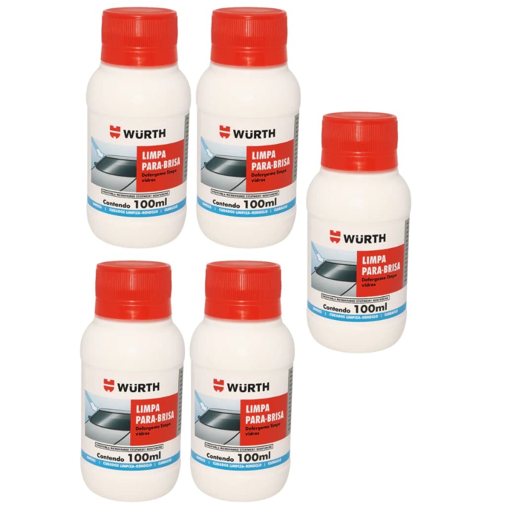 Wurth - 5x Limpa Para-brisa 100ml (Fluido Liquido Limpeza Parabrisa Automotivo Carro Limpador)