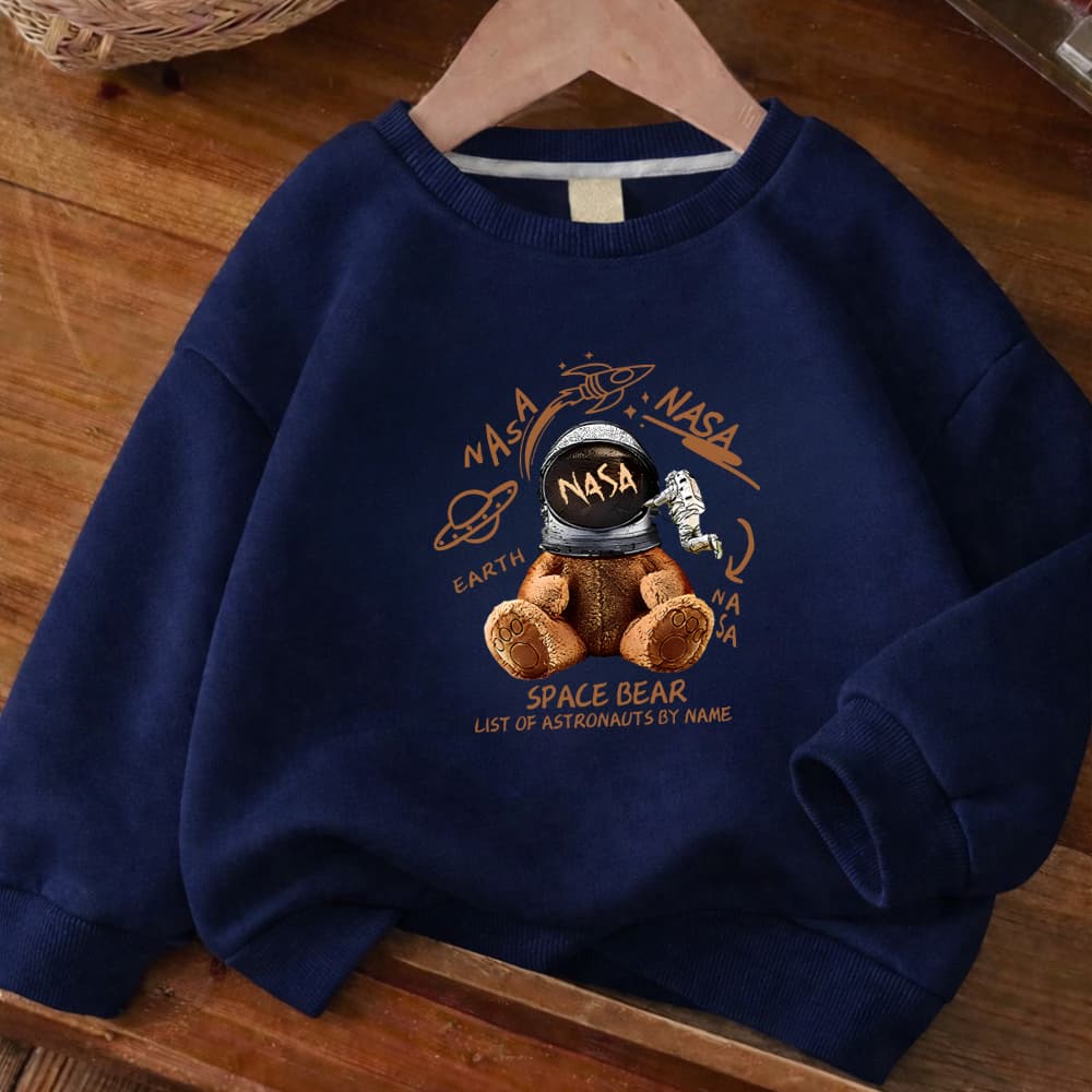 Agasalho Sueter Moletom Premium Infantil Ursinho Nasa Espaço