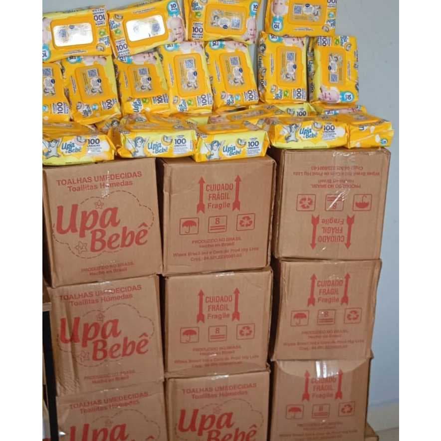 Kit Upa bebê 12 Pacotes 1200 Toalhas umedecido