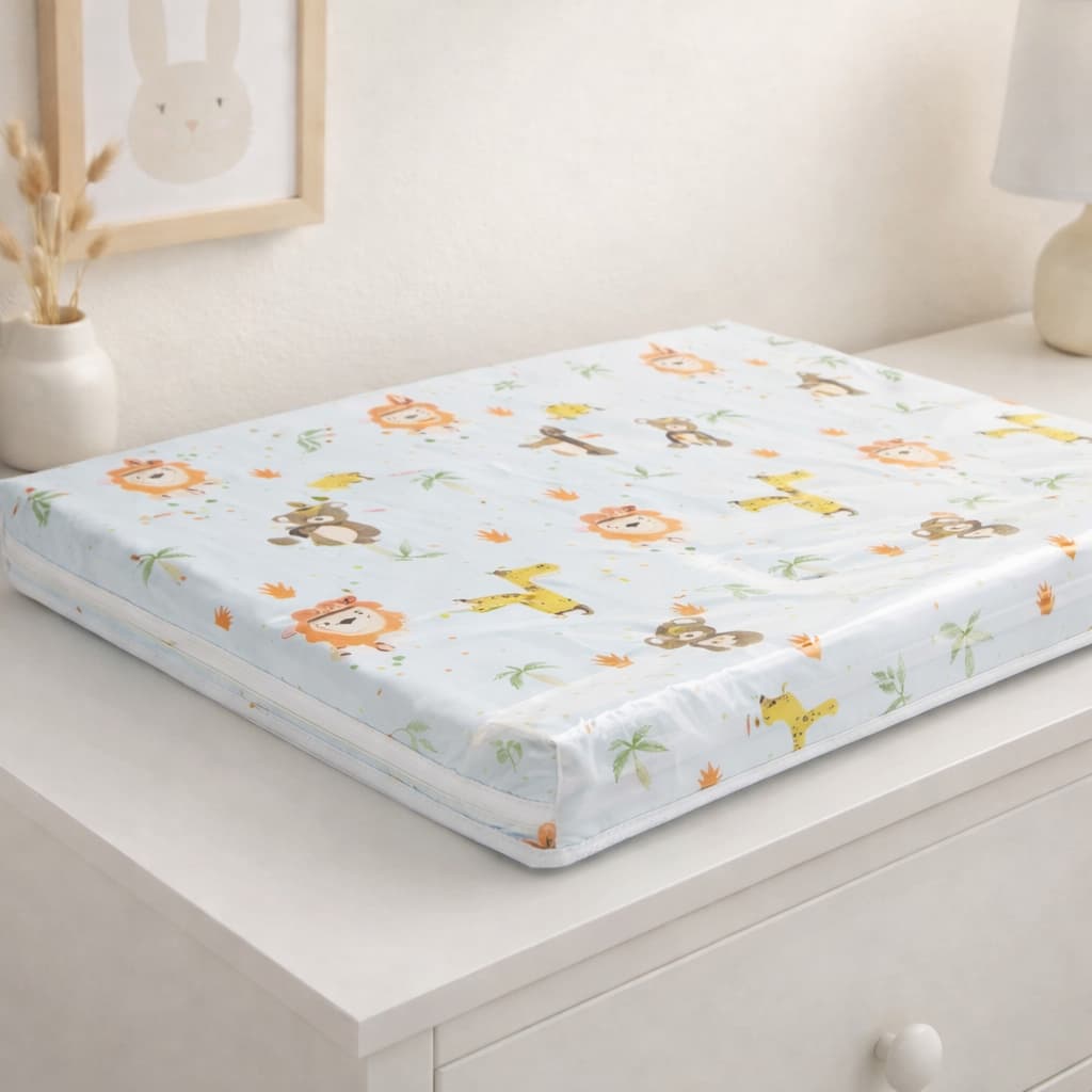 Trocador de Cômoda 47x68cm Impermeável 100% Algodão Com Zíper Espuma 3cm