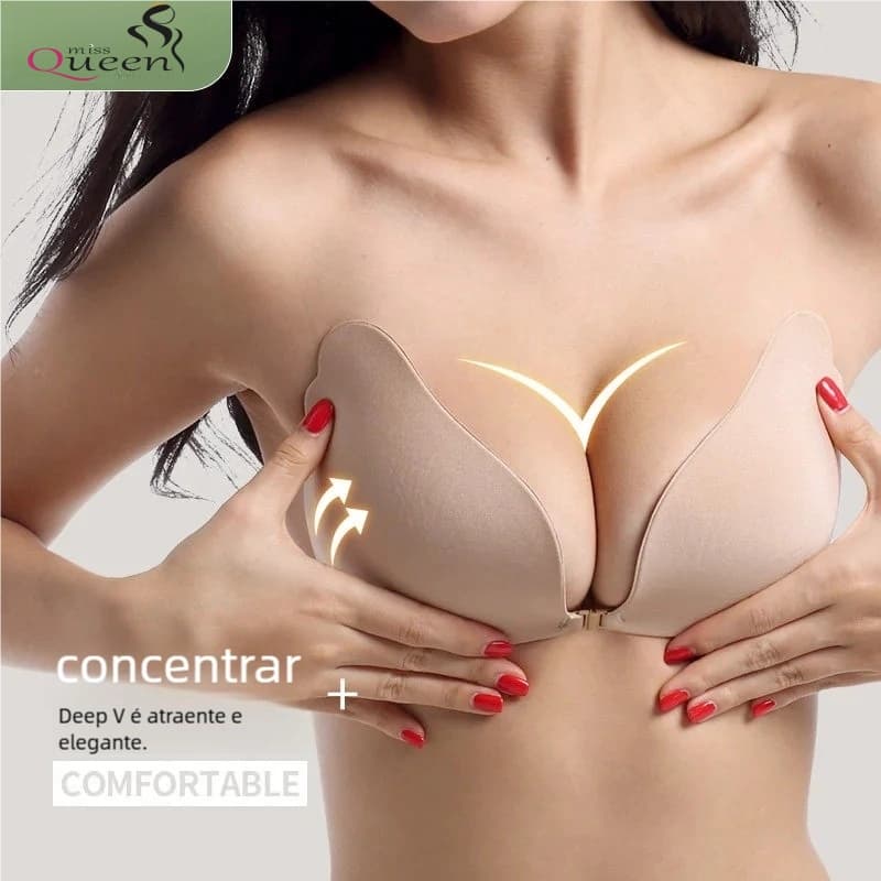 Sutiã adesivo Plus Size reutilizável com fivela frontal invisível push-up silicone, levantamento de seios, respirável