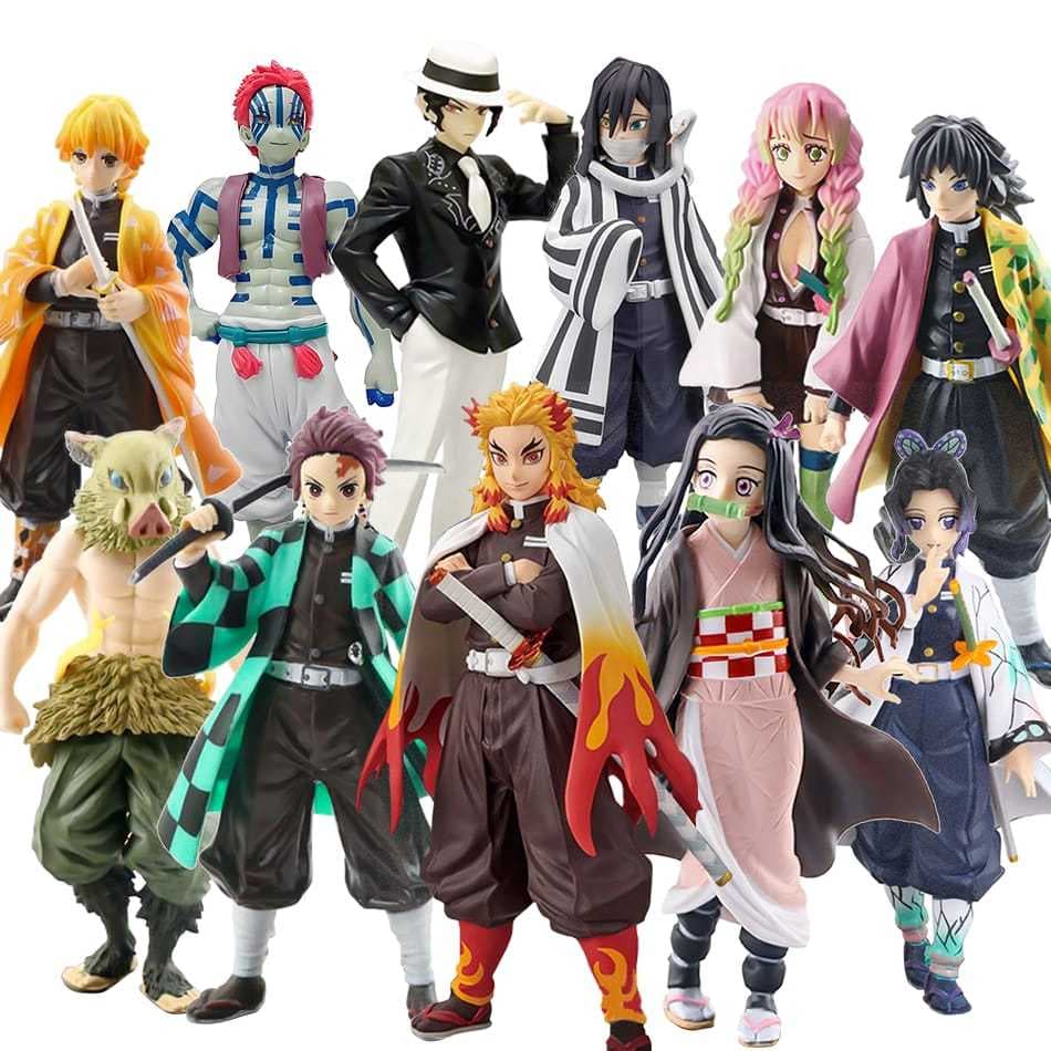 Figuração de Ação Demon Slayer Action Figure Kimetsu No Yaiba Coleção Tanjiro Nezuko Inosuke Zenitsu Gyomei