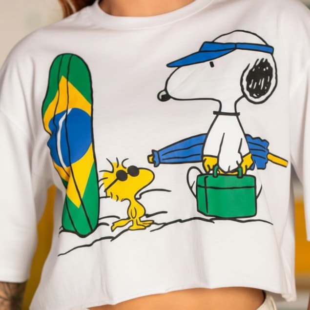 Blusa Feminina Cropped Oversized Brasil Copa do Mundo Estampada Tecido 100% Algodão Confortável e Estilosa