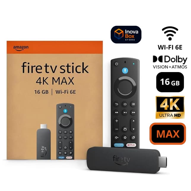 Amazon Fire TV Stick 4K Max 2ª Geração 2025 | Wi-Fi 6E | 16GB | Alexa | Ultra HD 4K HDR | Original Lacrado