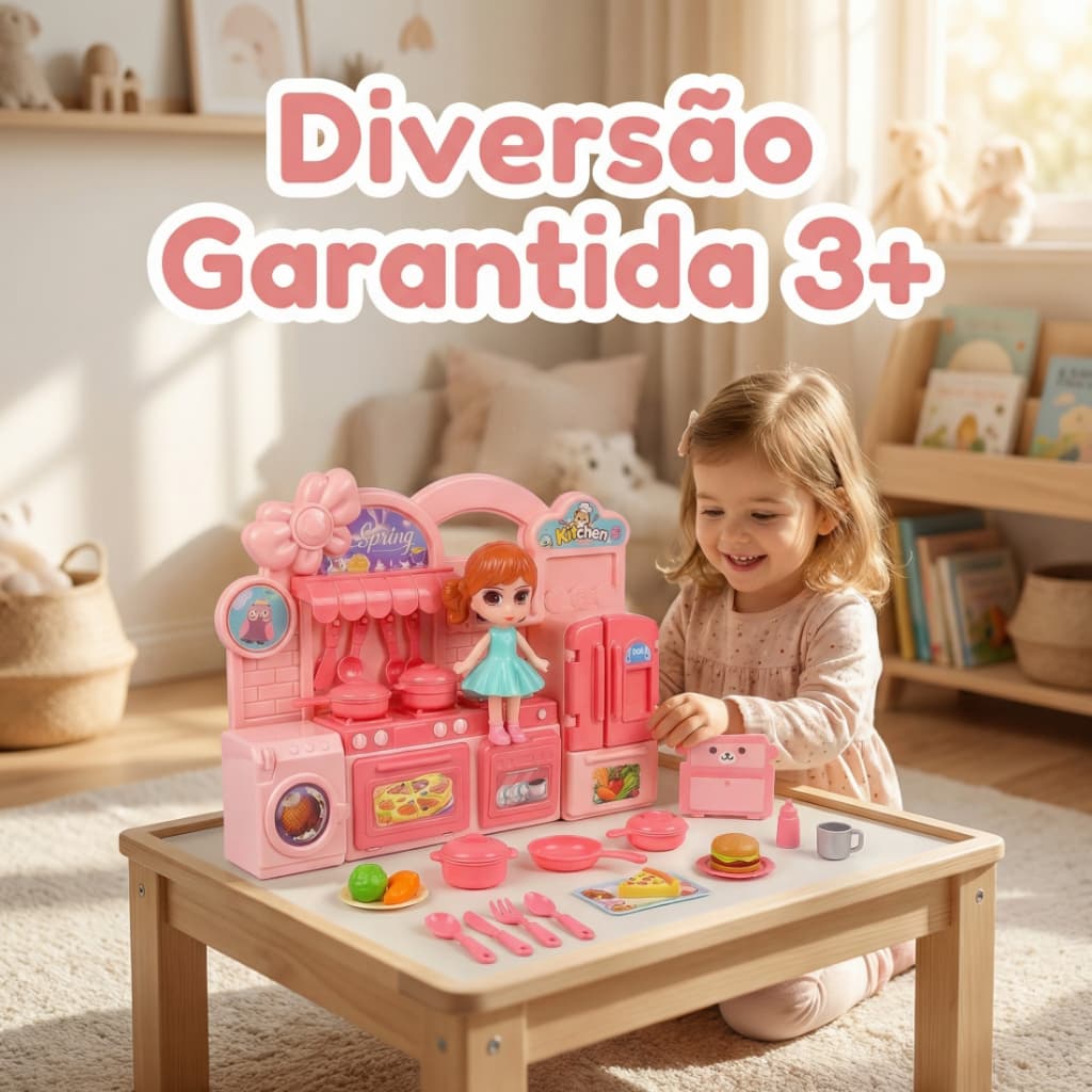 Boneca Baby Bell Cozinha Infantil Completa Com Acessórios Brinquedo Menina 3+ Presente