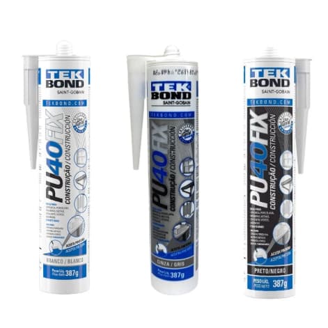 Selante PU 40 Fix 387g Tek Bond Branco Cinza Preto