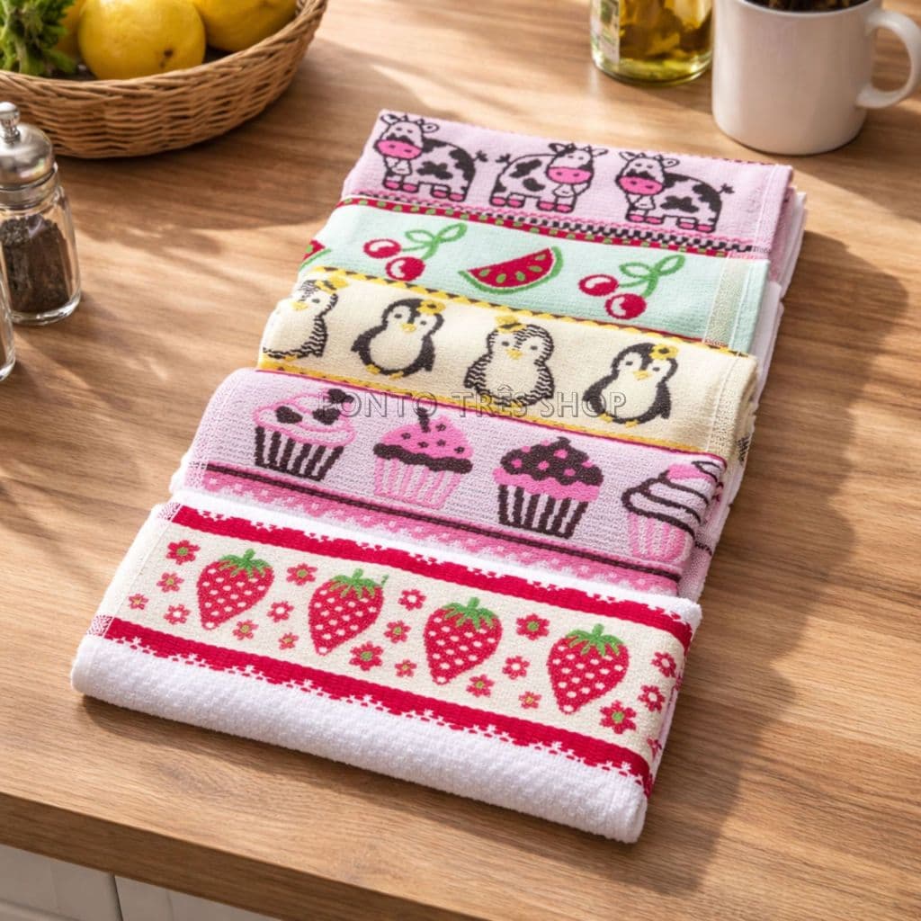 Kit 5 Panos Prato Atoalhados Copa Premium Cozinha Sofisticada Decorado Resistente Gourmet Felpudo Alta Absorção Luxo
