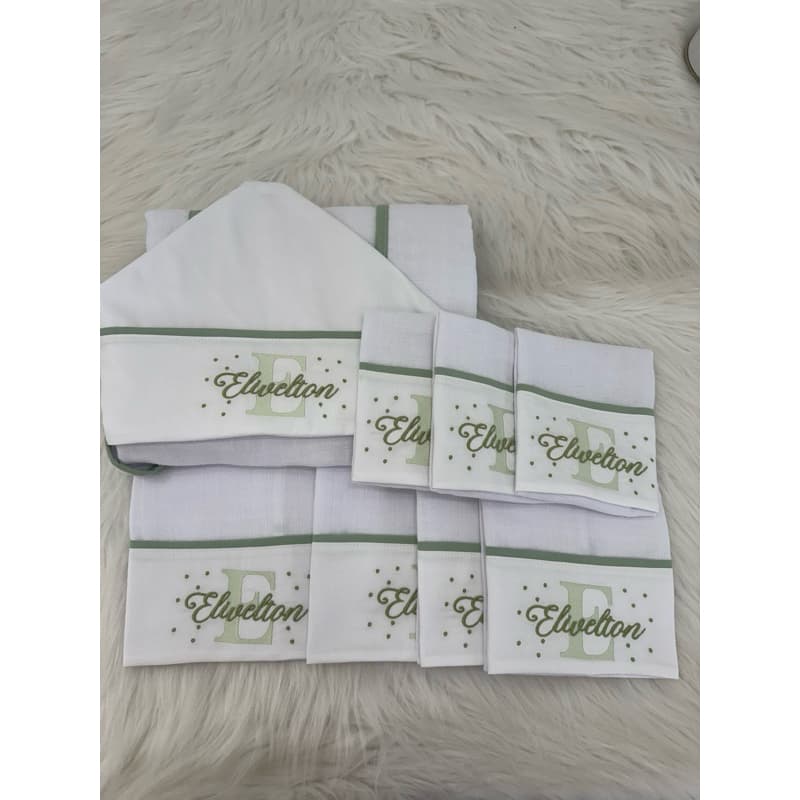 Kit Fraldas premium Bebê 10 Peças 100% Algodão – Banho Dupla, 3 Fraldão, 3 Passeios e 3 Bocas personalizadas nome bebê