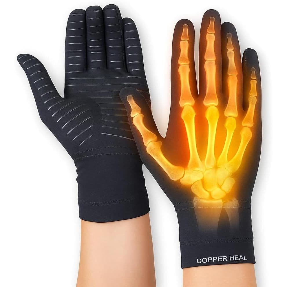 Luvas de Compressão para Mão Inteira e Munhequeira para Artrite e Suporte Alivio de Dor Copper Heal