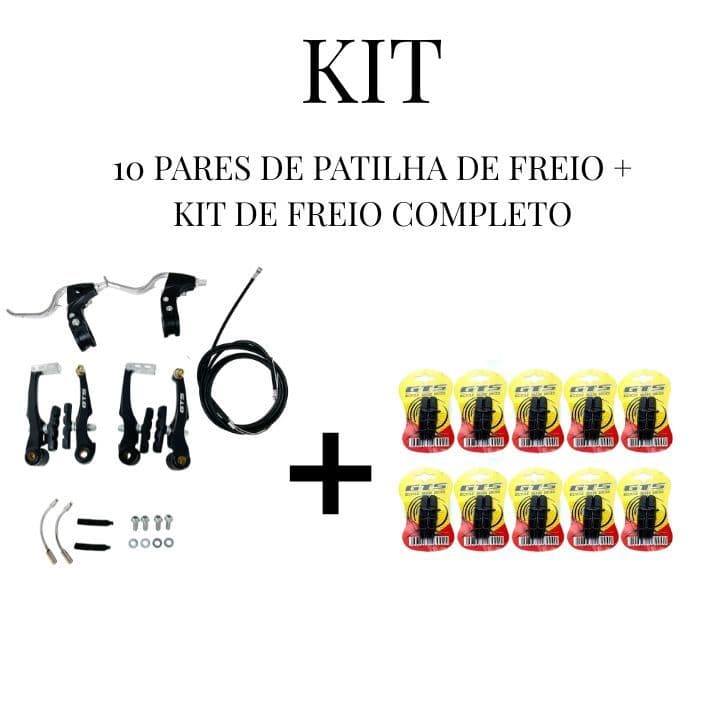 KIT 10 PARES DE PASTILHAS P/ BIKE GTS ORBITAL + KIT DE FREIO DE ALUMINIO COMPLETO P/ BIKE