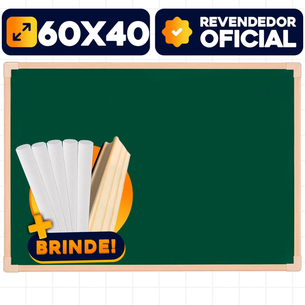 Lousa Quadro Verde Escolar 60x40 Madeira + 10 Giz + Apagador