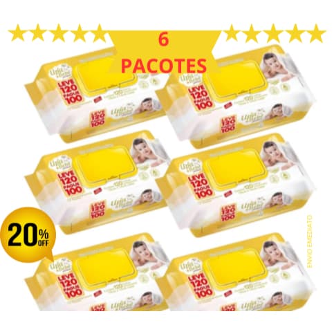 Kit Com 6 Pacotes Toalhinhas Umedecidas Melhor Perco Upa Bebê 140 Lenços Revenda Barato Atacado Promoção Sem Álcool