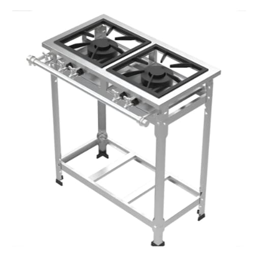 Fogão Industrial Aço Inox 430 Baixa Pressão 2 Bocas Duplas Prateado A Gás