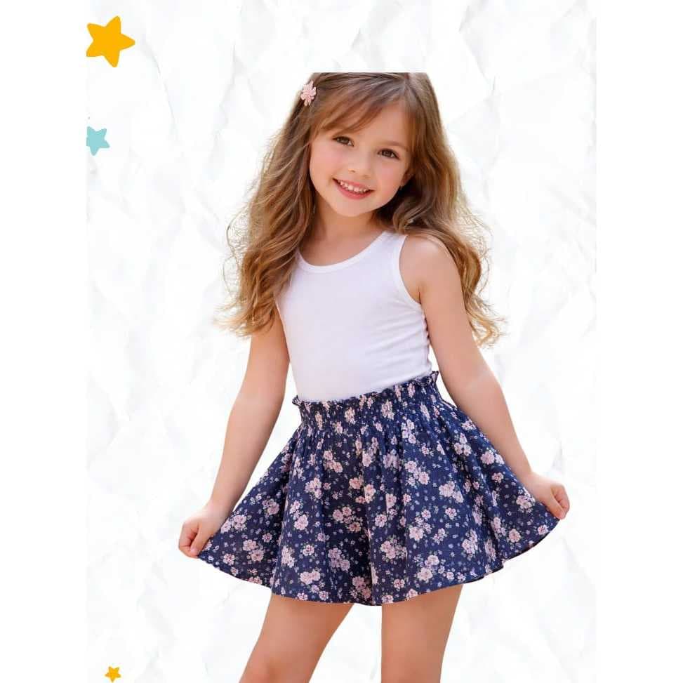 Short Infantil Tendencia Escolar Passeio Roupa de Menina Arrumadinha