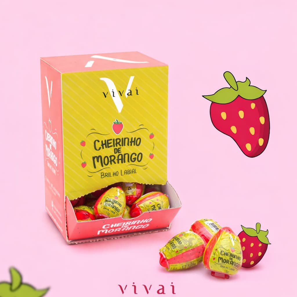 Vivai – Kit com 2 ou 4 Unidades Brilho Labial Moranguinho Cheirinho de Morango