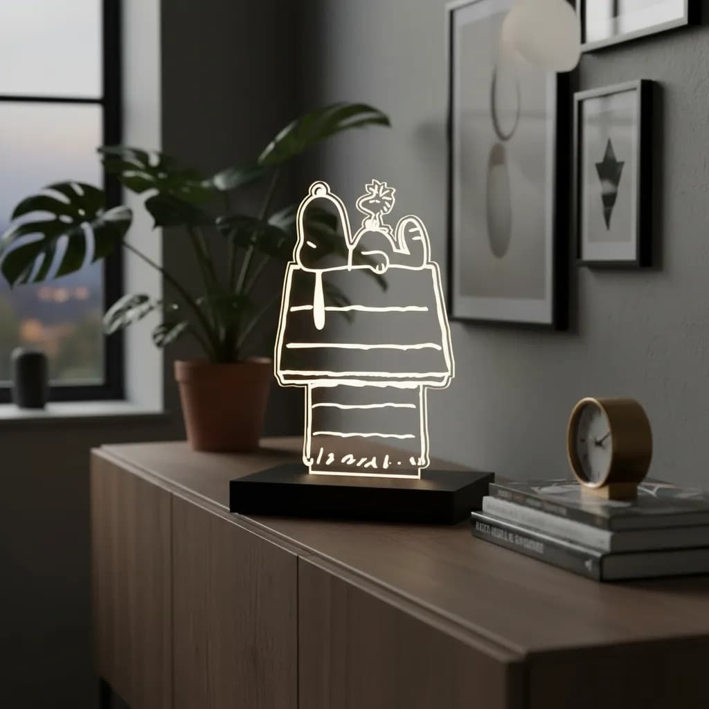 Luminária Led 3d | Snoopy | Abajur Presente Criativo Decoração