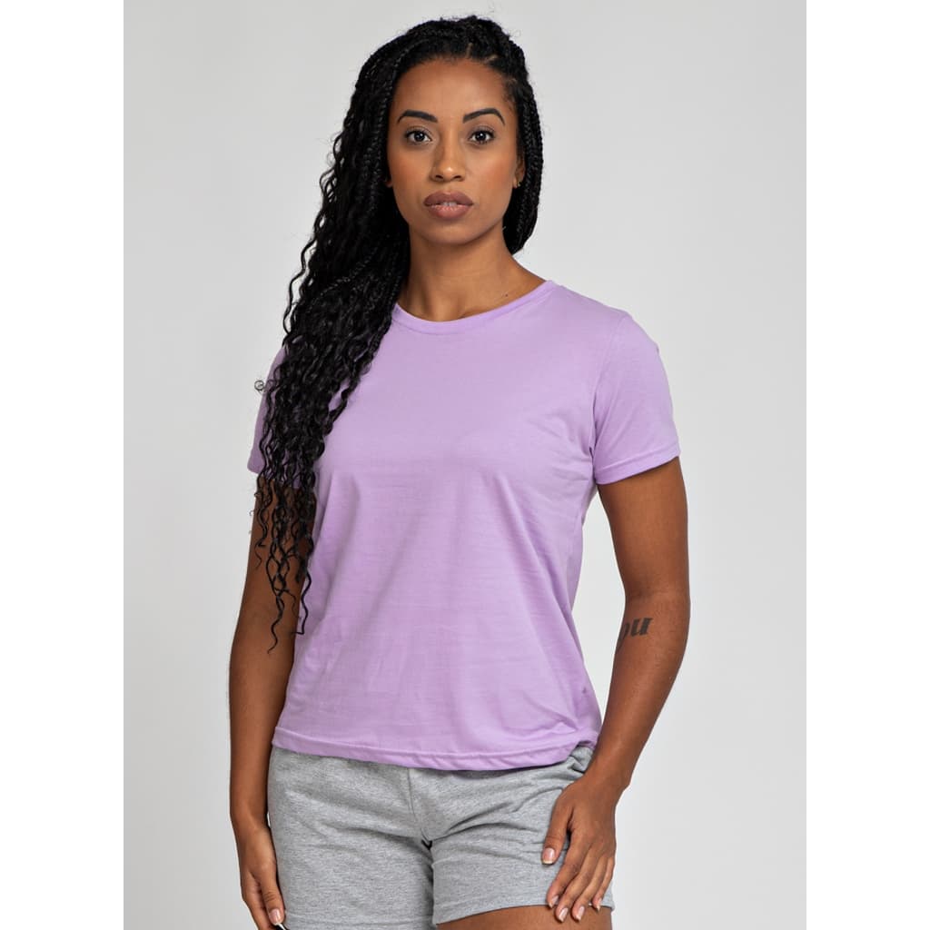 Camiseta Feminina 100% Algodão Lilás