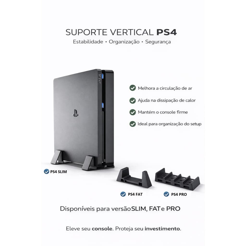 Suporte/Base vertical para  Playstation 4/PS4, modelos FAT/SLIM/PRO
