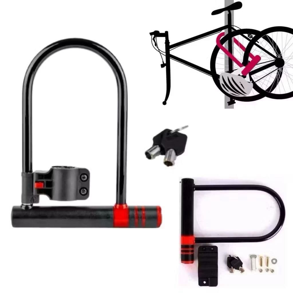 Cadeado U Lock Aço 2 Chaves Moto Bicicleta Trava Tranca Bike U Prático e Seguro Trava Moto, Trava Bike, Cadeado Aço U