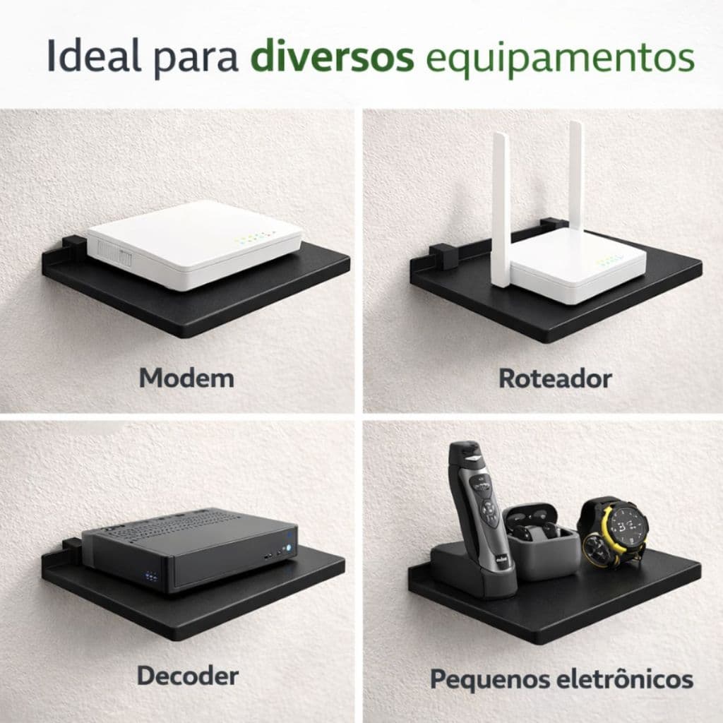 Prateleira Porta Modem Prat-k 24x20x1.2cm Preta
